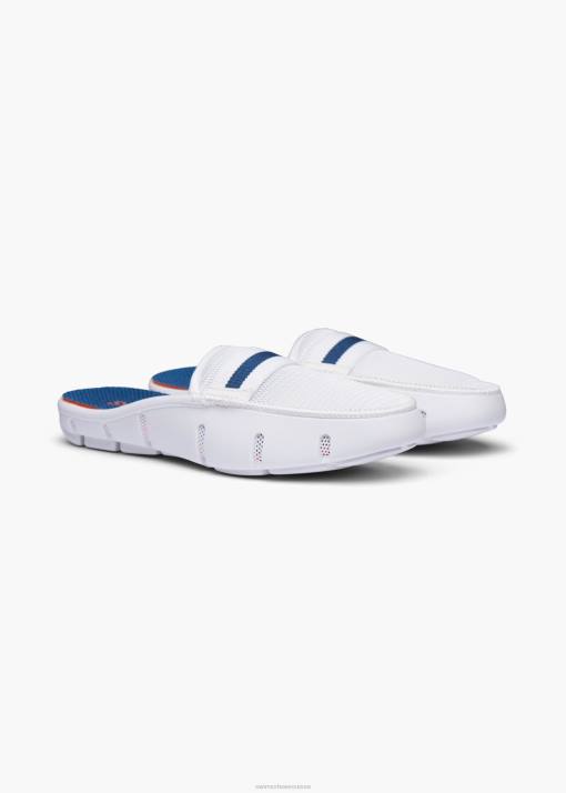 SWIMS rayure blanche/bleue mocassin à glissière chaussure 8HDH345