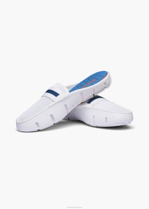 SWIMS rayure blanche/bleue mocassin à glissière chaussure 8HDH345