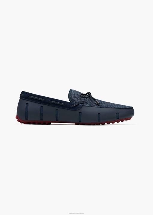 SWIMS bleu marine/rouge foncé mocassin lux en dentelle tressée chaussure 8HDH39