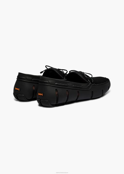 SWIMS noir mocassin en dentelle tressée chaussure 8HDH20