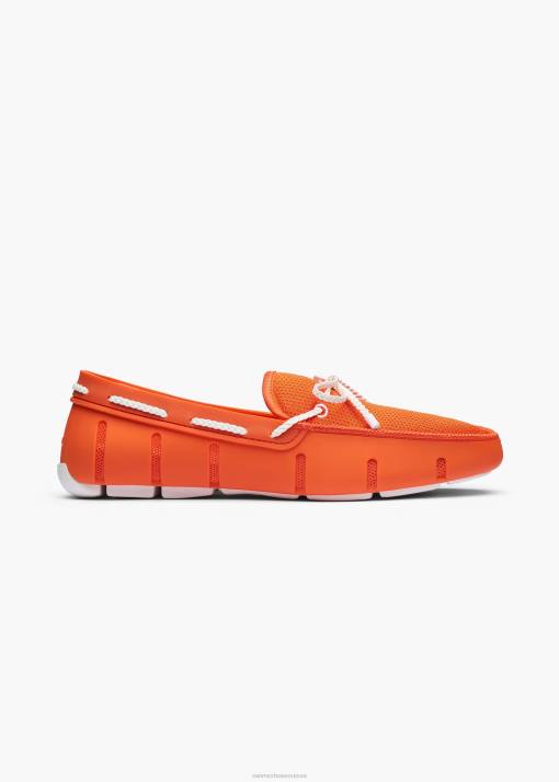 SWIMS orange/blanc mocassin en dentelle tressée chaussure 8HDH22