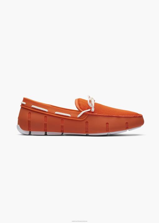 SWIMS orange/blanc mocassin en dentelle tressée chaussure 8HDH42