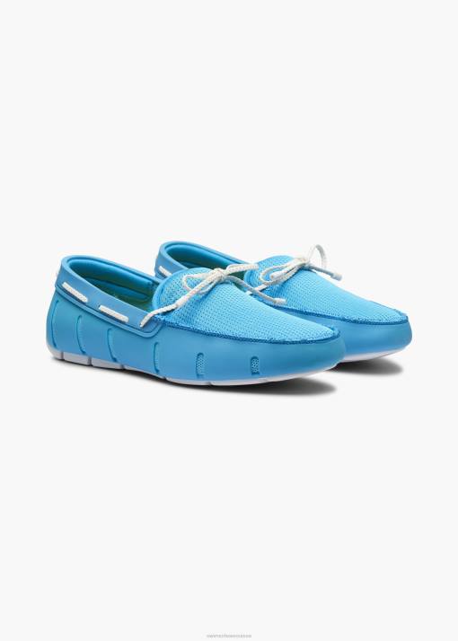 SWIMS turquoise/blanc mocassin en dentelle tressée chaussure 8HDH41
