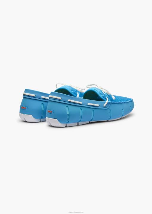 SWIMS turquoise/blanc mocassin en dentelle tressée chaussure 8HDH41