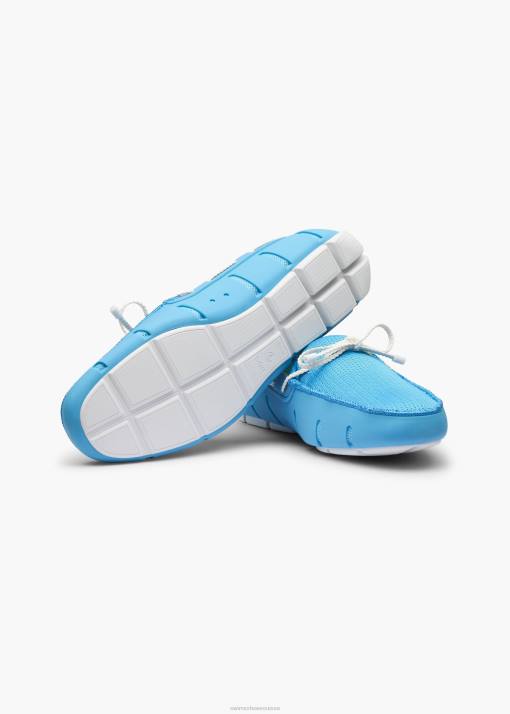SWIMS turquoise/blanc mocassin en dentelle tressée chaussure 8HDH41