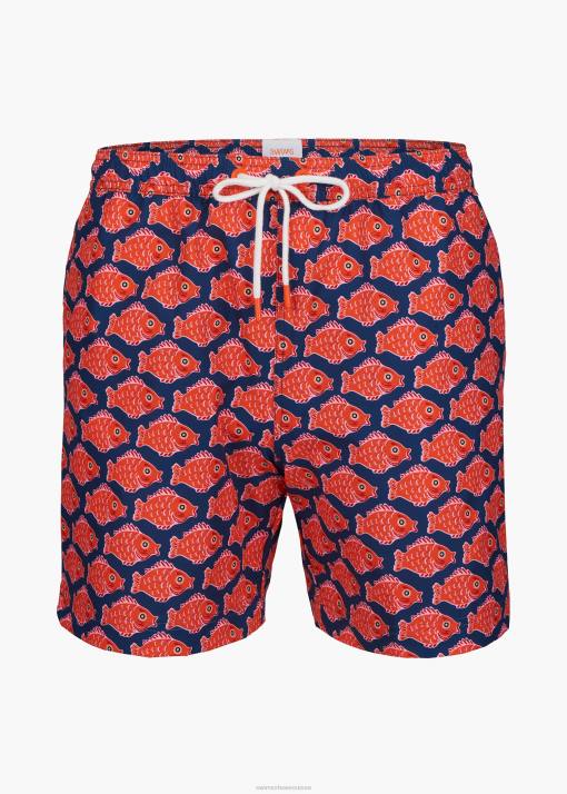 SWIMS imprimé orange/bleu short de bain sol 6" vêtements 8HDH293